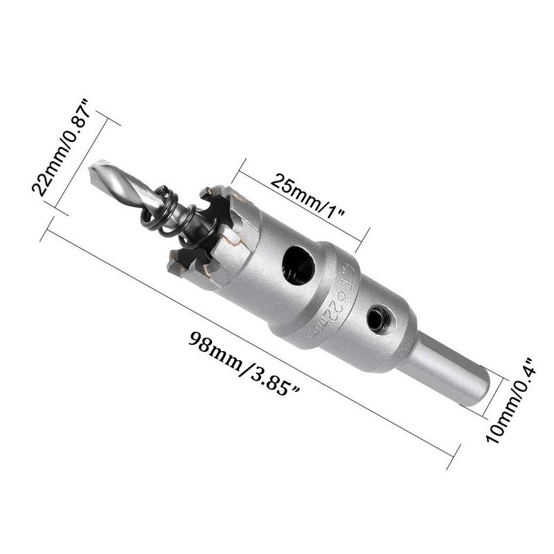 NACX 22mm TCT Hole Saw, 7/8â€ Cutting Diameter Tungsten Carbide Tipped Hole Cutter Opener, for Stainless Steel Metal Plate Aluminum - Image 2